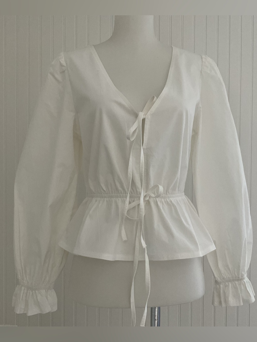 Lucy Paris Kilala Tie Front Peplum Blouse White